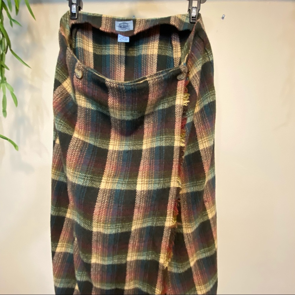 Cambridge Dry Goods Flannel Plaid Wool Blend Maxi Skirt Size 14 - Picture 7 of 10
